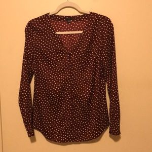 Brand New Ann Taylor Blouse Maroon Spade Design